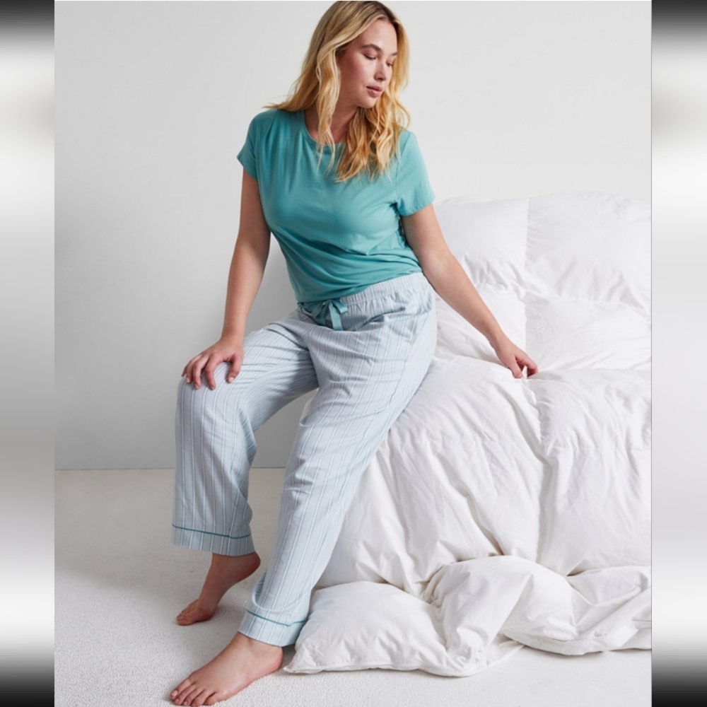 Light Blue Stripe Pants Set